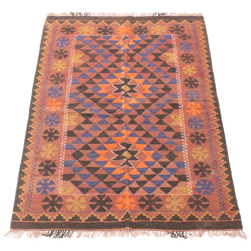 ECARPETGALLERY Flat-Weave Shirvan Brown Wool Kilim - 3'0 x 5'3