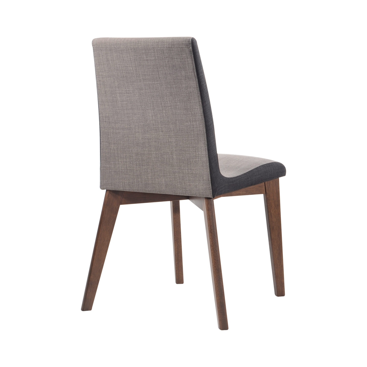 Set of 2 Grey Fabric Upholstered Dining Side Chairs in Walnut Finish