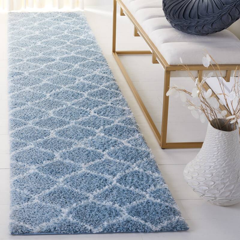 SAFAVIEH, Tahoe Shag Lisl Trellis 1.2-inch Thick Rug - 2' x 9' Runner