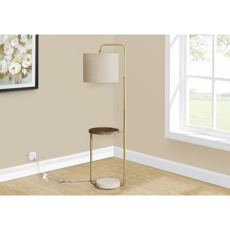 Lighting, 67"h, Floor Lamp, Usb Port Included, Brass Metal, Beige Shade, Contemporary