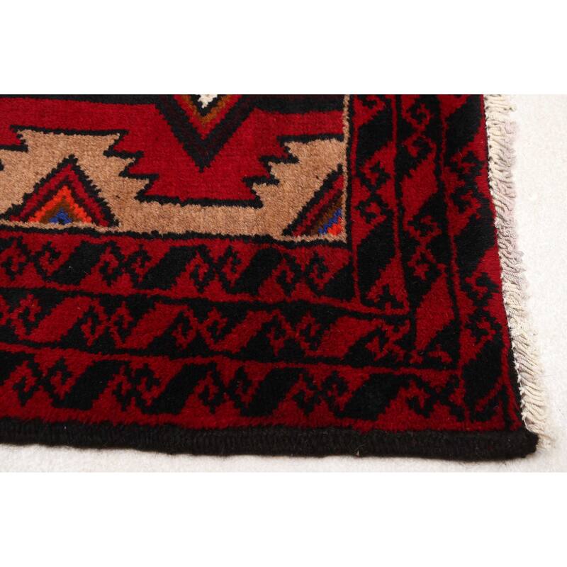 ECARPETGALLERY Hand-knotted Baluch Red Wool Rug - 3'4 x 6'5