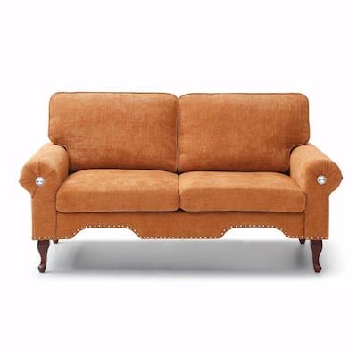 Linen Loveseat - Tufted Chesterfield Sofa