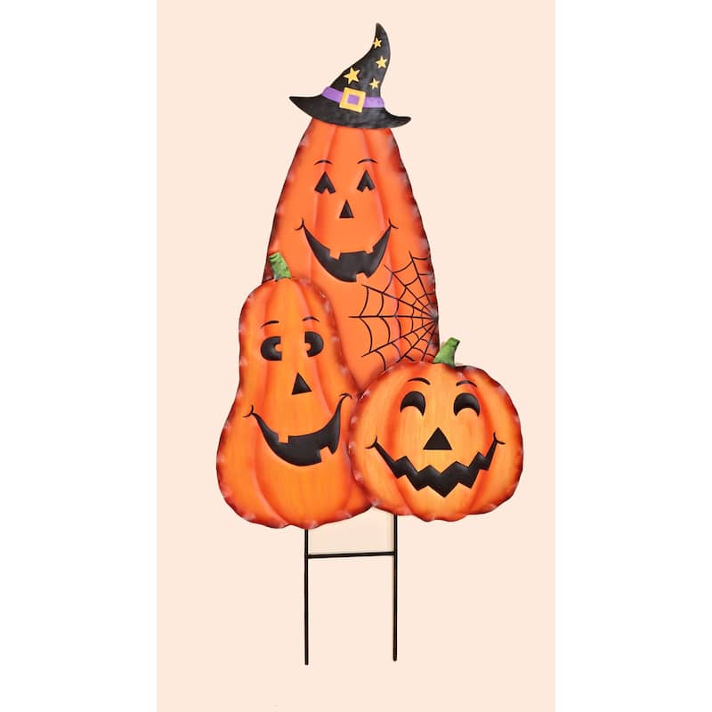 30" Metal Halloween Figure Garden Stake, Pumpkin