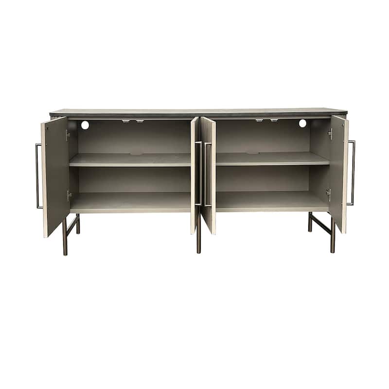 72 in. Gray Wooden 4 Door Media Credenza_Sideboard