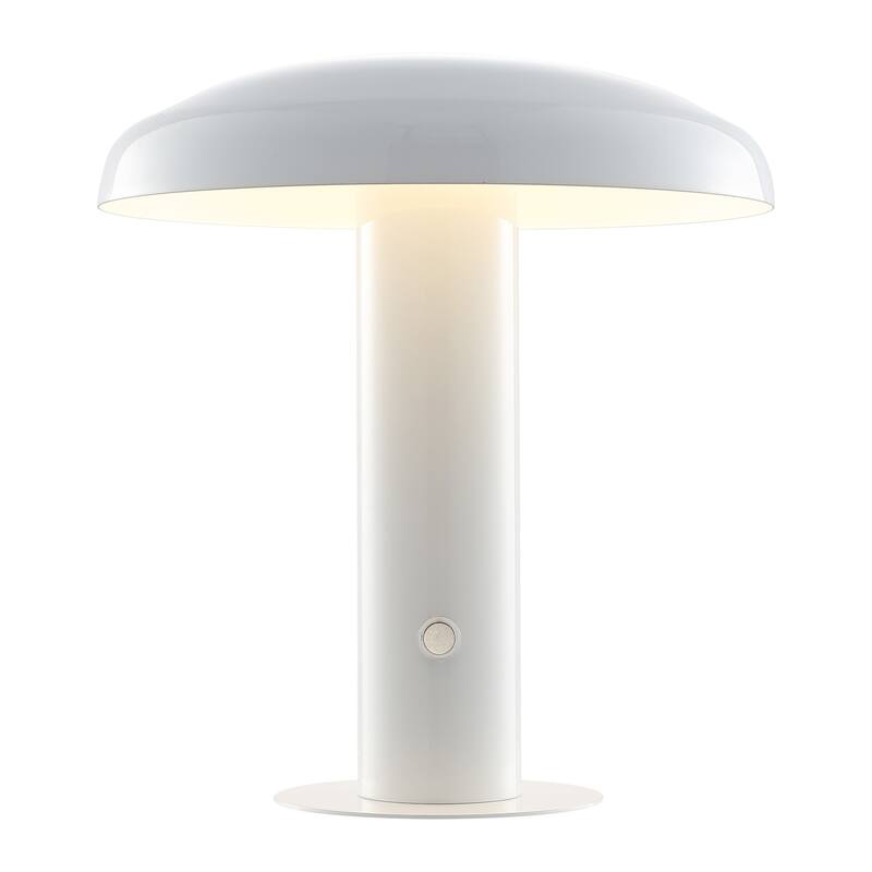 Boletus 11" Contemporary Bohemian Rechargeable/Cordless Iron Integrated LED Mushroom Table Lamp, by JONATHAN Y
