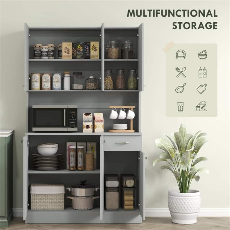 Particle Board Kitchen Pantry Cabinet with Drawer and Countertop - 39.8"W x 15.4" D x 70.9"H