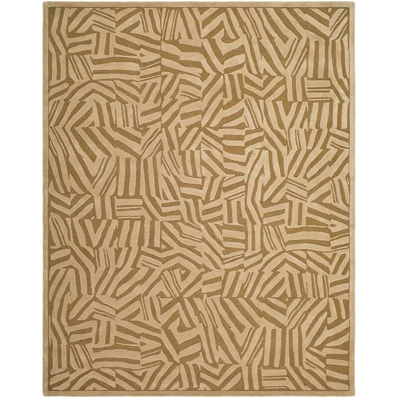 Eeldi Handmade Modern Wool Rug - 5' x 7'6" - Dark Brown/Tan