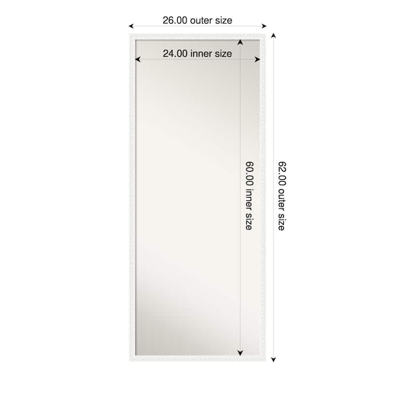 Bethany Non-Beveled Wood Framed Full-Length Floor Leaner Mirror - 26 x 62 in - Bethany White