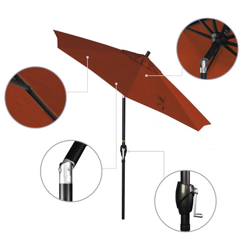 California Umbrella 7.5' Rd. Aluminum Patio Umbrella, Crank Lift with Push Button Tilt, Black Finish, Pacifica Fabric