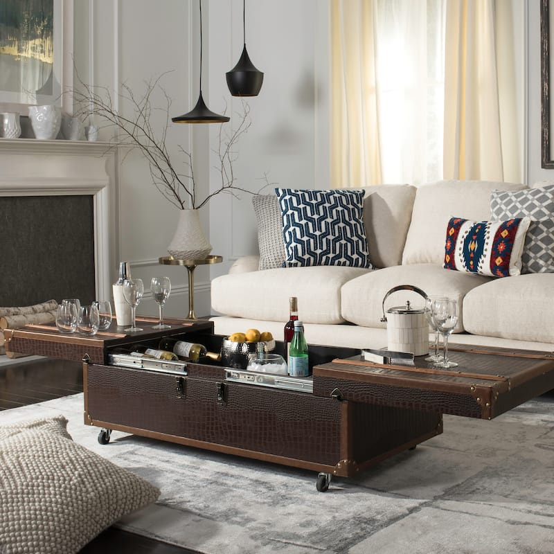 Safavieh Zoe Coffee Table Storage Trunk with Wine Rack