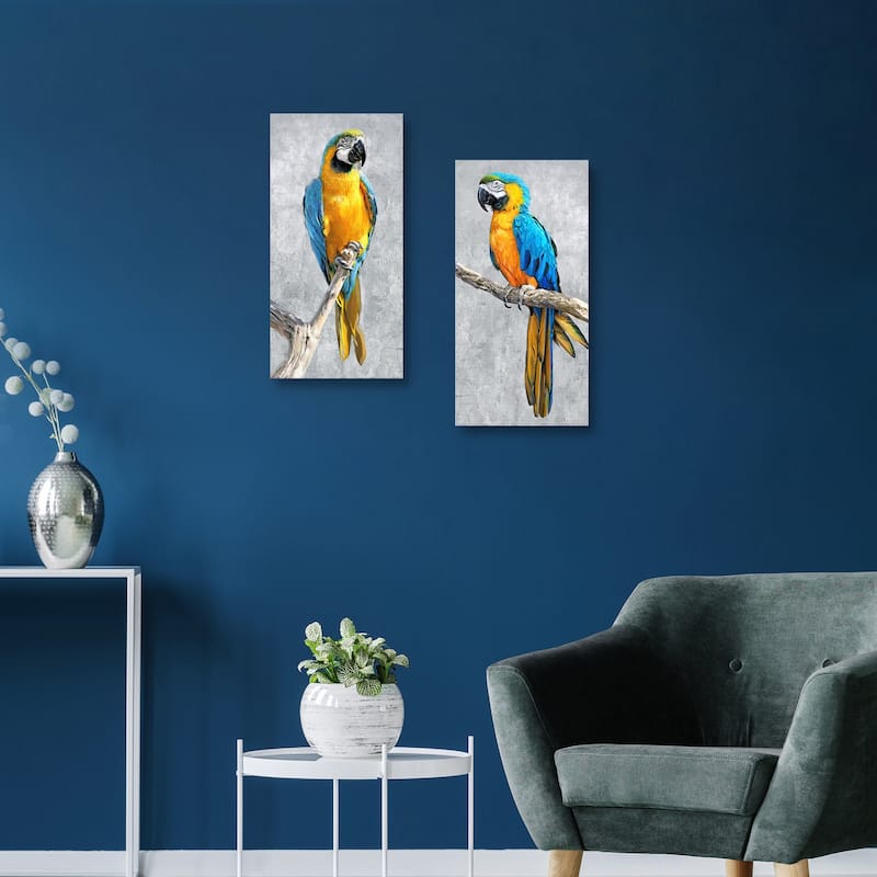 Tropical Parrots-I & II by Studio Arts Canvas Art Prints