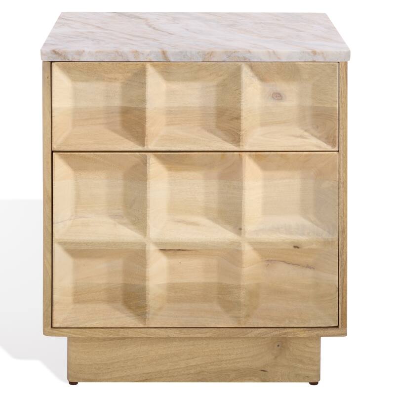 SAFAVIEH Couture Paxter Marble Top Nightstand - Natural/White