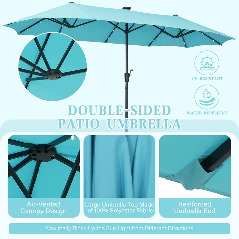 13ft Outdoor Patio Umbrella with LED Lights