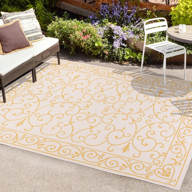 JONATHAN Y Filigree Textured Weave Indoor/Outdoor Area Rug