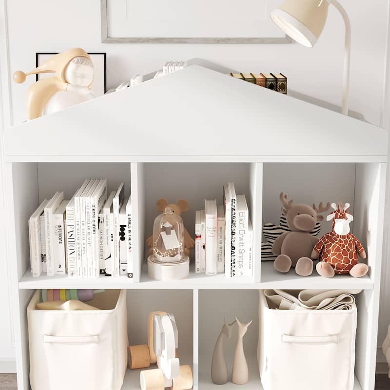 Toy Storage Organizer 5-Cubby Kids Bookshelf / Bookcase, Toddlers Playhouse Cabinet Shelf