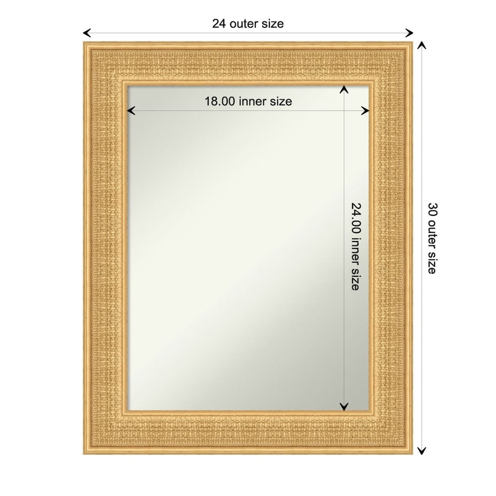 Trellis Non-Beveled Wood Framed Bathroom Vanity Wall Mirror - Trellis Gold