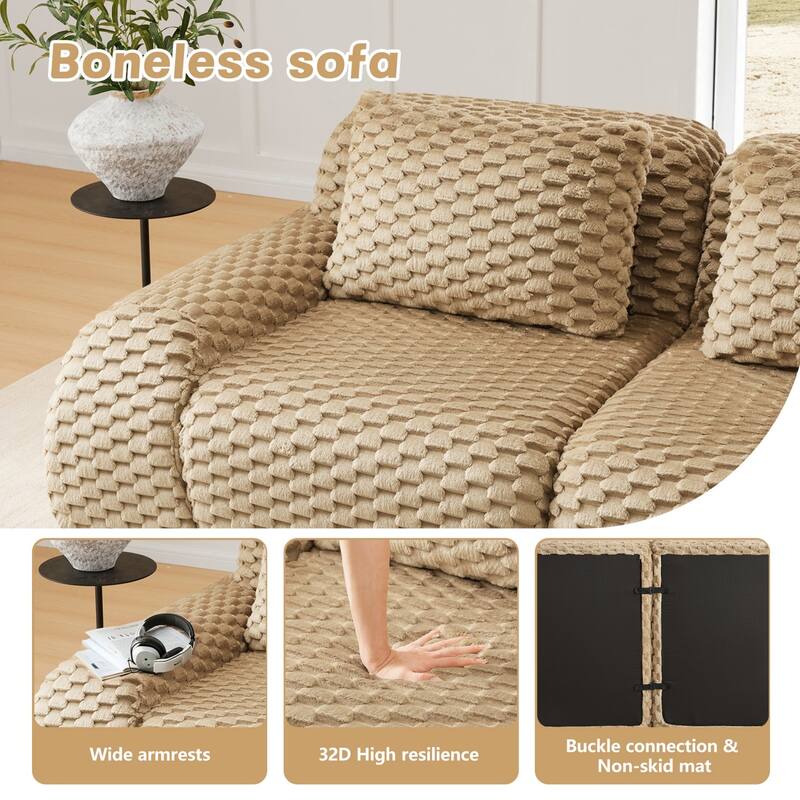 114" Flannelette Modern U-Shaped Modular Boneless Sectional Sofa with Ottoman