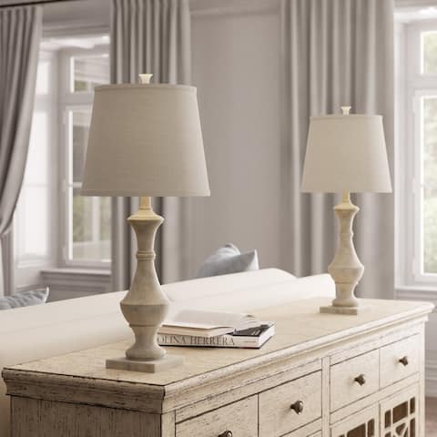 Set of 2 Marion Table Lamps set, 27 inch Tall, Weathered White