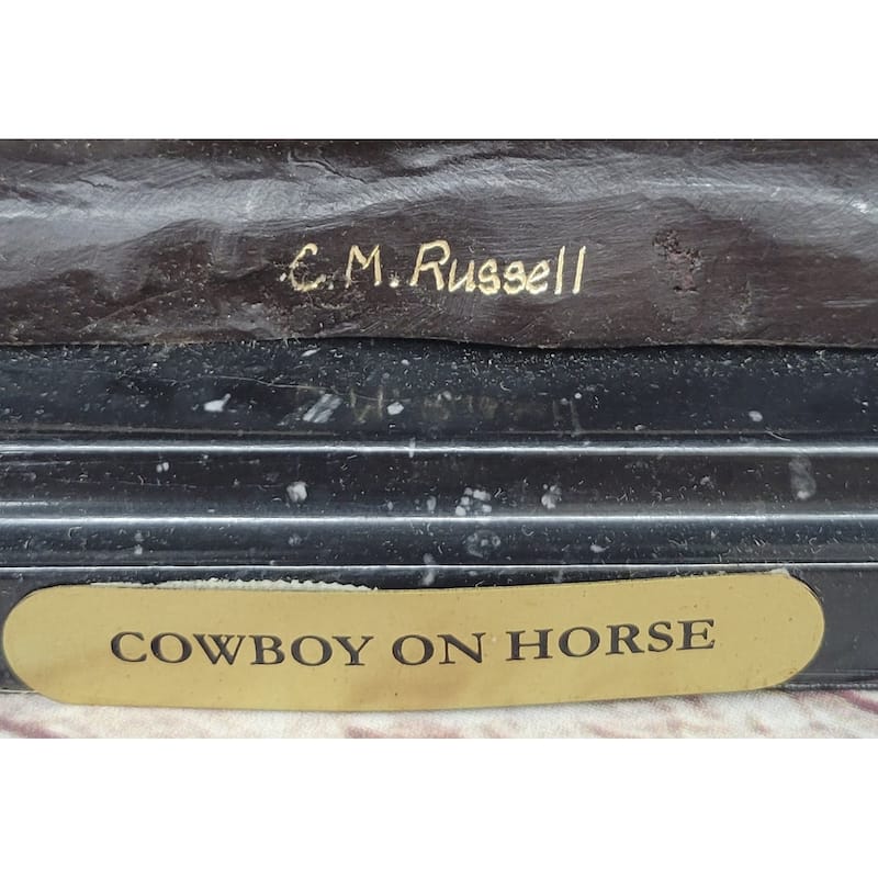 Will Rogers Cowboy On Imitative Horseback Bronze Sculpture Statue Figure Russell Western 16 Inches X 17 Inches
