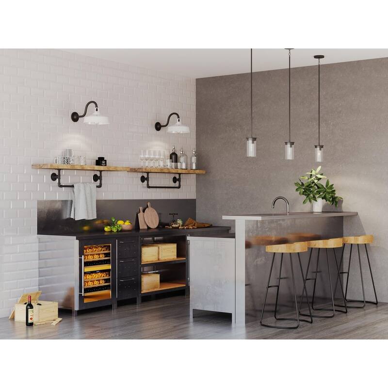 Kellwyn Collection One-Light Matte Black and Clear Glass Transitional Style Hanging Mini-Pendant Light - 5 in x 5 in x 8.875 in