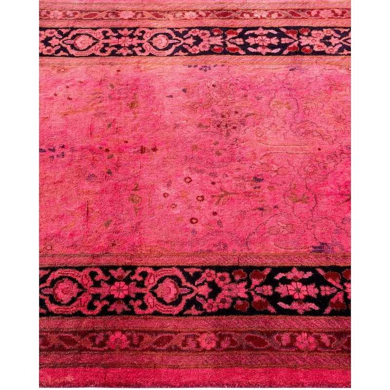 Overton Hand Knotted Wool Vintage Inspired Modern Contemporary Overdyed Pink Runner Rug - 2' 7" x 6' 2"