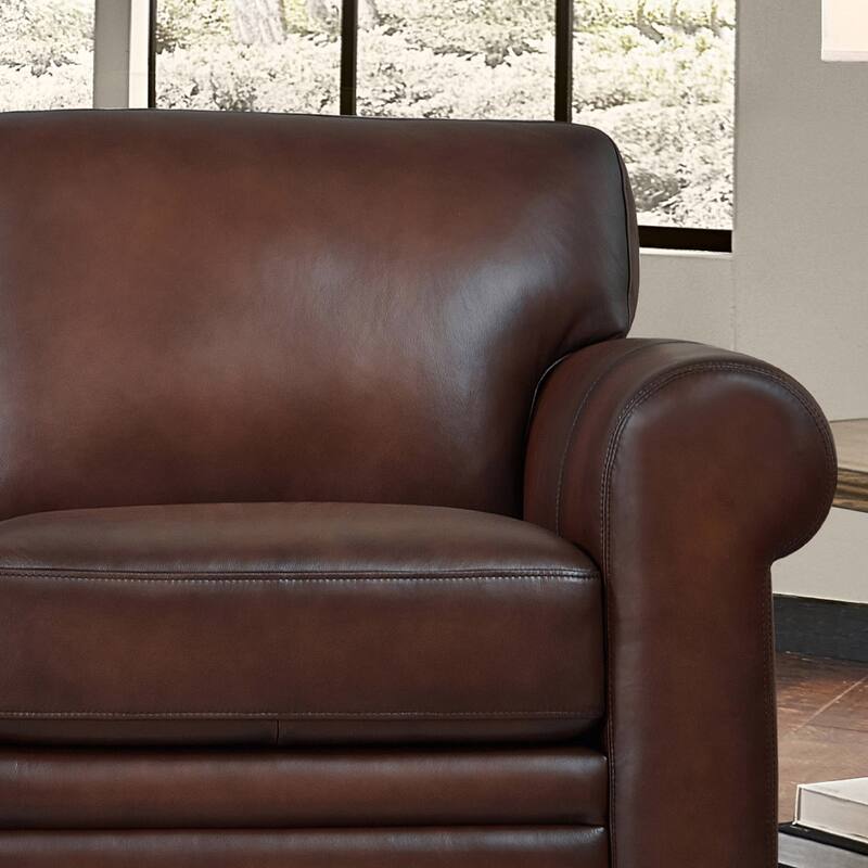 Hydeline Brookfield Top Grain Leather Chair With Feather, Memory Foam and Springs