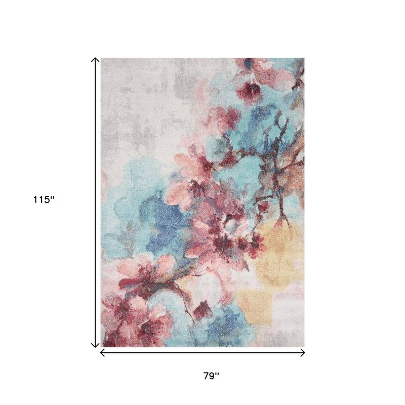 HomeRoots Floral Modern Rectangle Area Rug