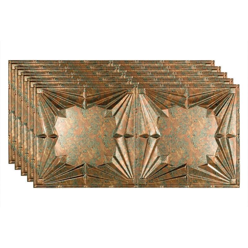 FASÄDE Art Deco Decorative Vinyl 2ft x 4ft Glue Up Ceiling Panel in Copper Fantasy (5 Pack) - 5 Pack - Copper Fantasy