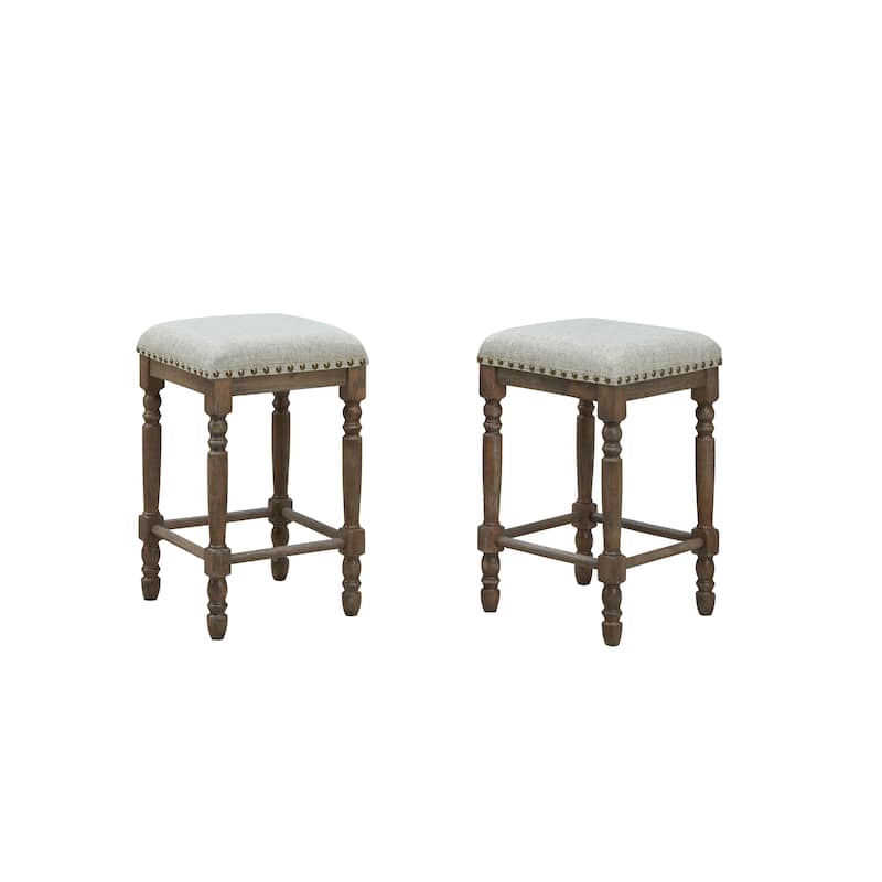 Brittany Deluxe Linen Stools with Nailhead Trim