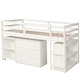 preview thumbnail 6 of 49, Low Study Twin Loft Bed with Cabinet and Rolling Portable Desk, White