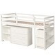 preview thumbnail 3 of 11, Multiple Functions Design Loft Bed with Cabinet, Shelves and Rolling Portable Desk, Twin Size, White