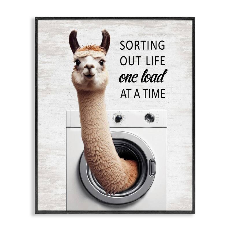 Stupell One Load At A Time Llama Framed Giclee Art Design By Lettered and Lined - 16 x 20 - Black