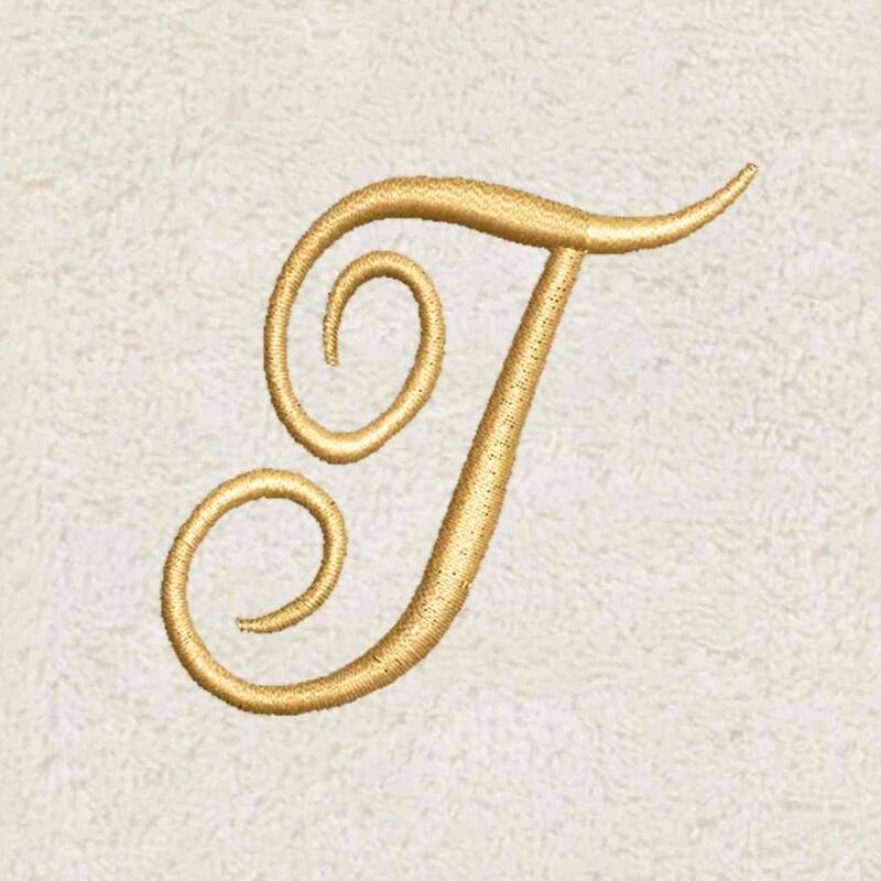 Avanti Linens Ivory/Gold Script Monogram Bath Towel Letter T - Bath Towel