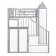 preview thumbnail 10 of 13, Castle-Shaped Metal Twin over Twin Bunk Bed with Wardrobe, Storage Staircase, and Open Cabinets, White+Grey