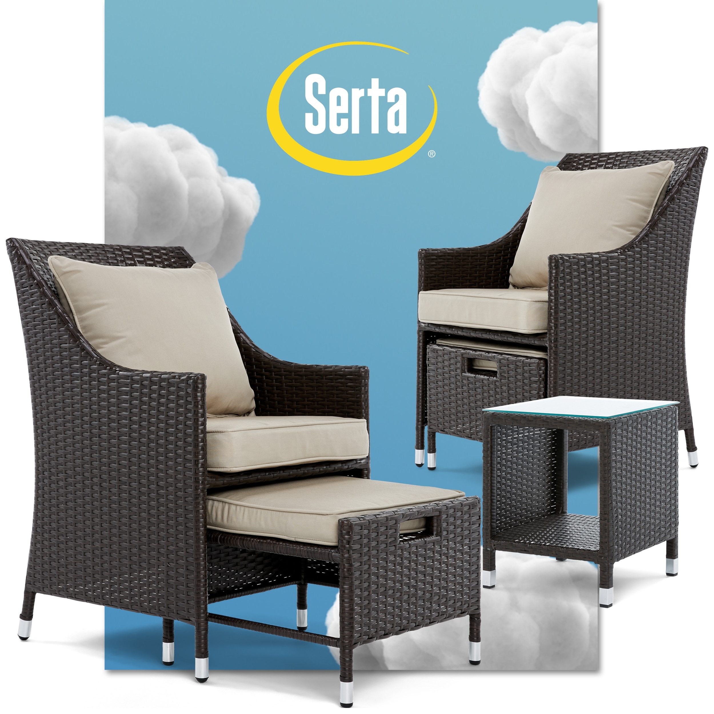 Patio chairs top with nesting ottoman
