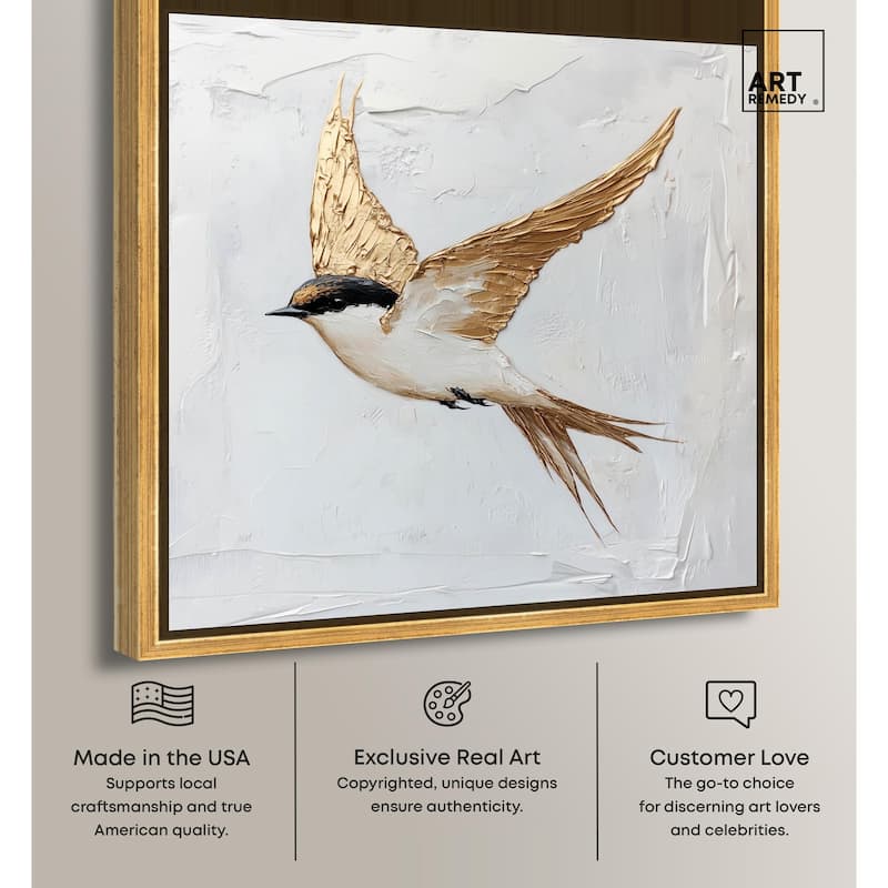Simple Golden Swallow Canvas by Art Remedy