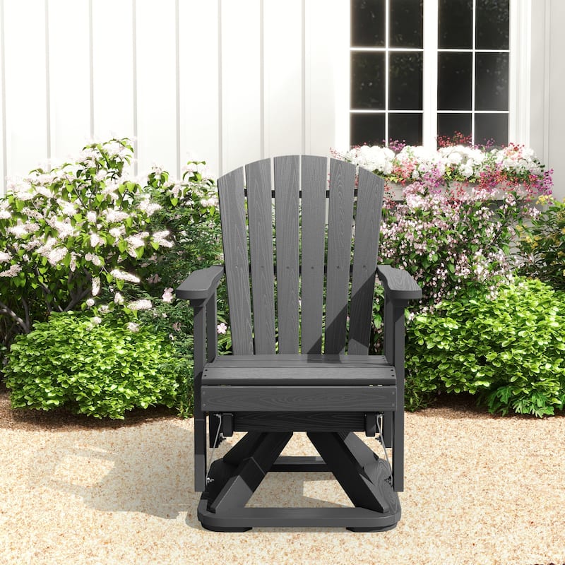 Set of 2 HDPE Adirondack Swivel Gliders, Outdoor Patio Chair Set