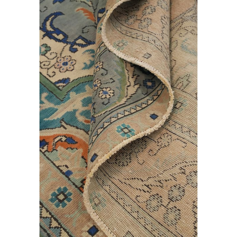 Hand Knotted Oriental 100% Wool Carpet Traditional Floral Greys & Charcoal Tabriz Area Rug - 12' 1'' X 9' 0''
