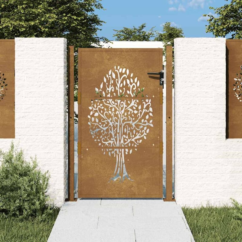 vidaXL Garden Gate Corten Steel Tree Design - 41.3" x 51.2"