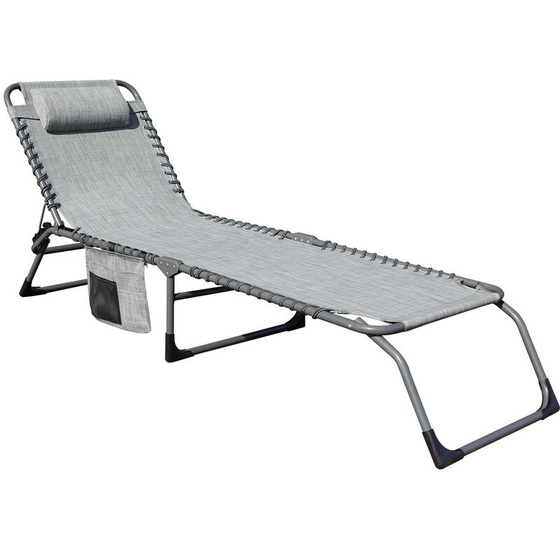 Adjustable Outdoor Folding Chaise Lounge Chair 3 Reclining Positions