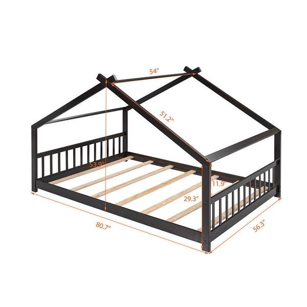 Full Size Wood House Bed Platform Bed