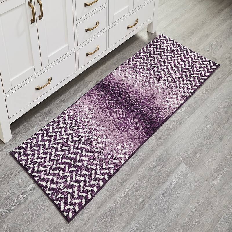 Better Trends 100% Micro Polyester 4&5 Pc Bathroom Rug Set-Casablanca Collection with Chevron Pattern, Machine Washable Bath Mat