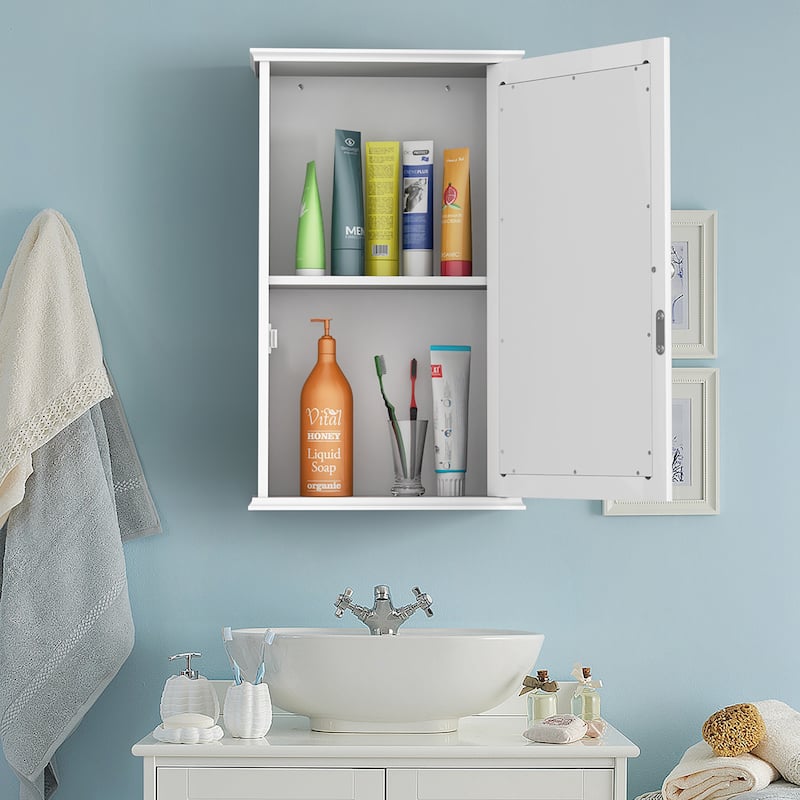 Mirrored Bathroom Cabinet Wall Mount Storage Cabinet with Single Door