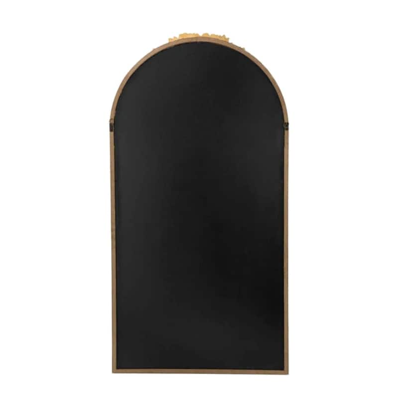 Floral Wooden Framed Arched Floor Mirror - 55.5" - Gold