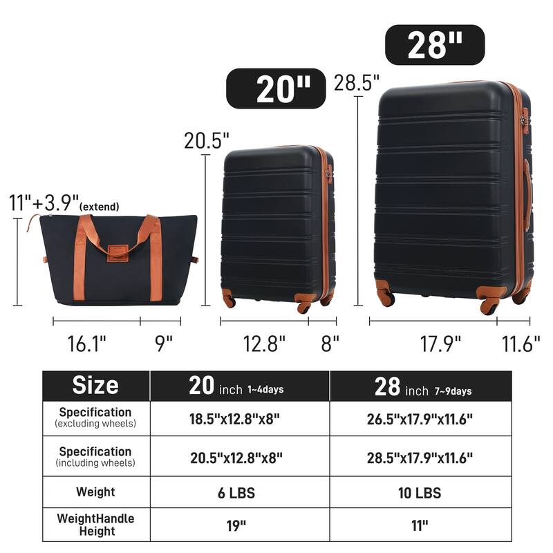 Luggage 2 Piece Set Suitcase Spinner Hardshell Lightweight TSA Lock and Bag