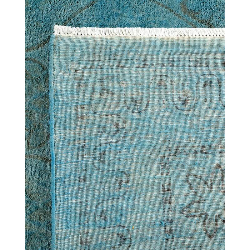 Overton Hand Knotted Wool Vintage Inspired Modern Contemporary Overdyed Blue Area Rug - 8' 2" x 9' 10"
