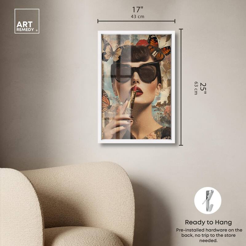 Iconic Lady Butterfly Collage II Shadowbox by Art Remedy