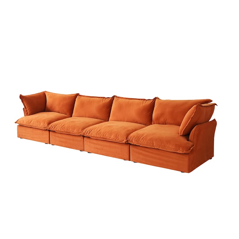Modular Sectional Sofa Couch, 162.98" Velvet 4 Seater Sofa, Sofa Couch for Living Room Apartment