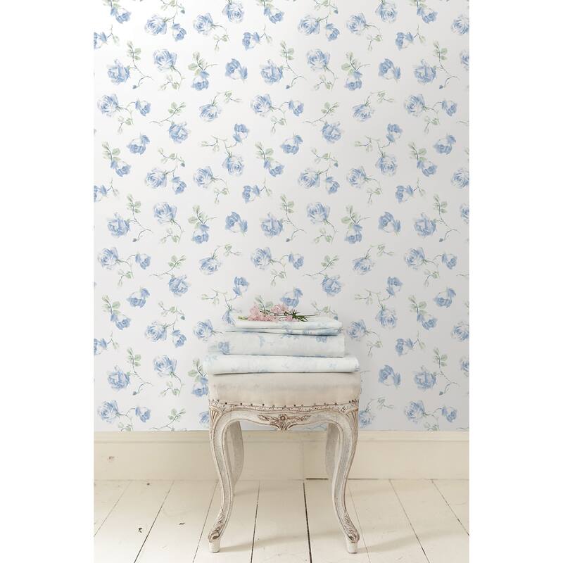 LoveShackFancy Ribbon Rosa French Blue Peel and Stick Wallpaper
