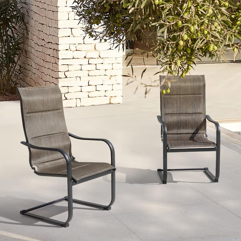 Nuu Garden Outdoor Chair Set of 2 C-spring Motion Dining Chairs, Textilene